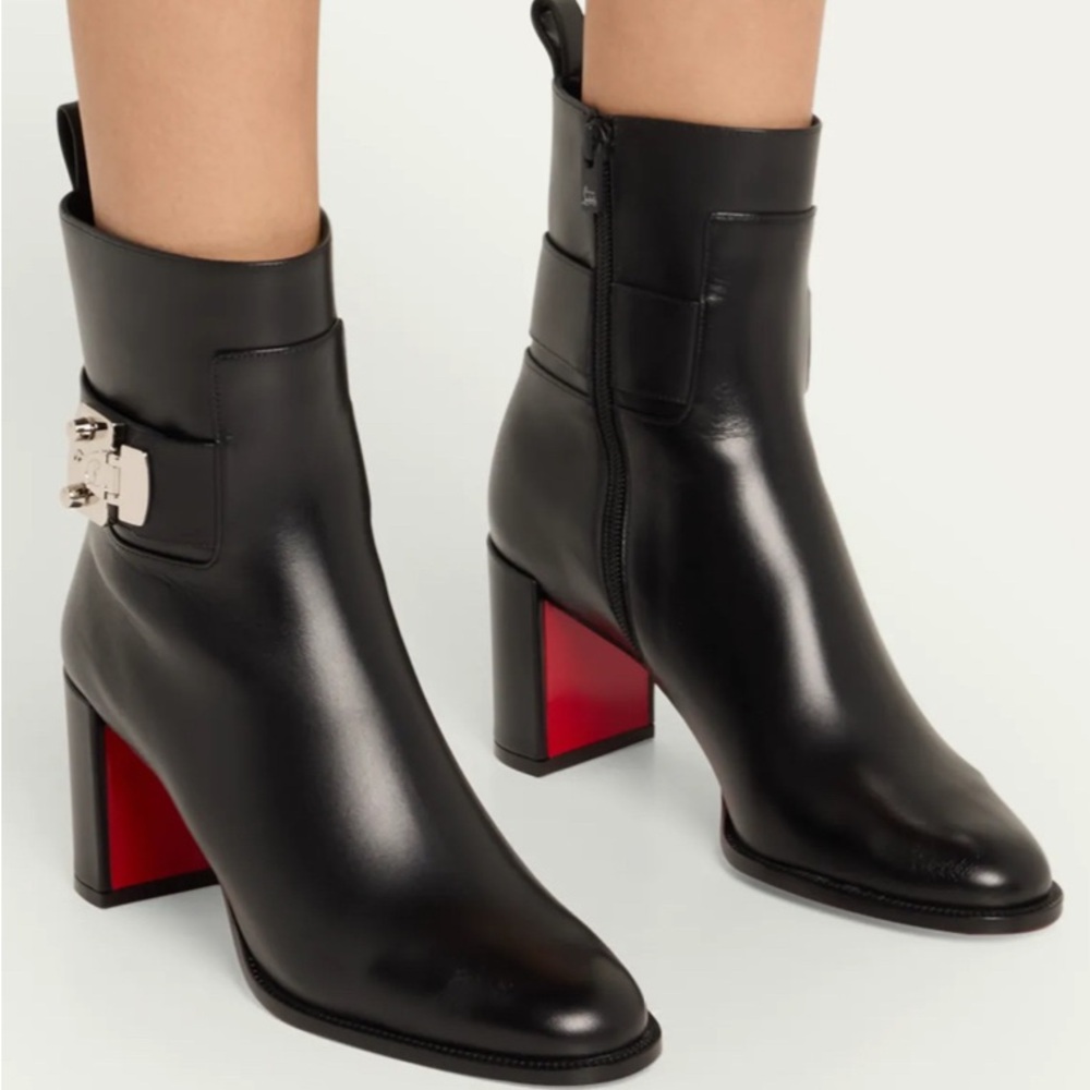 Christian Louboutin 70mm Lock Leather Boots with Red Sole